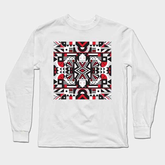 Happy Geometry Pattern Long Sleeve T-Shirt by kallyfactory